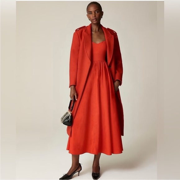 J. Crew Red Pleated Midi Dress Sweetheart Neckline - Picture 2 of 4